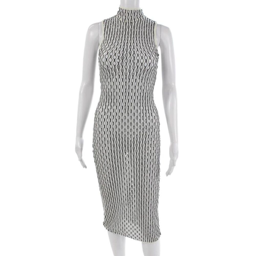 Beaufille Women Bodycon Black Mock Neck Sleeveless Dress Size XS